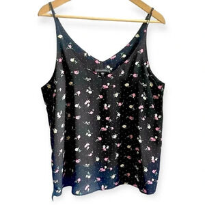 Shinestar Black Floral Tank top, L
